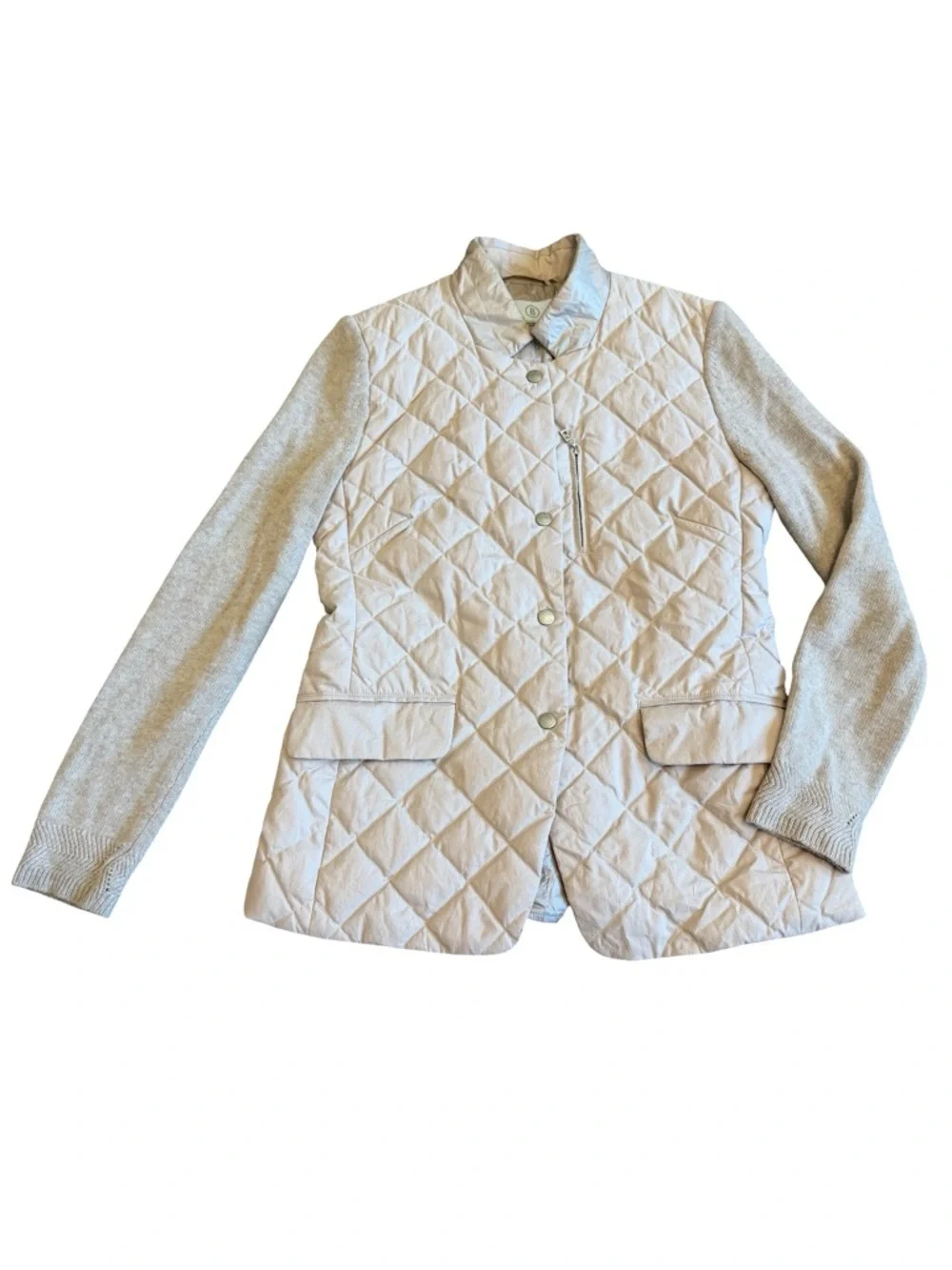 Bogner Down Filled Diamond Quilted Jacket Wool Sleeves Sweater Size 8 Women's